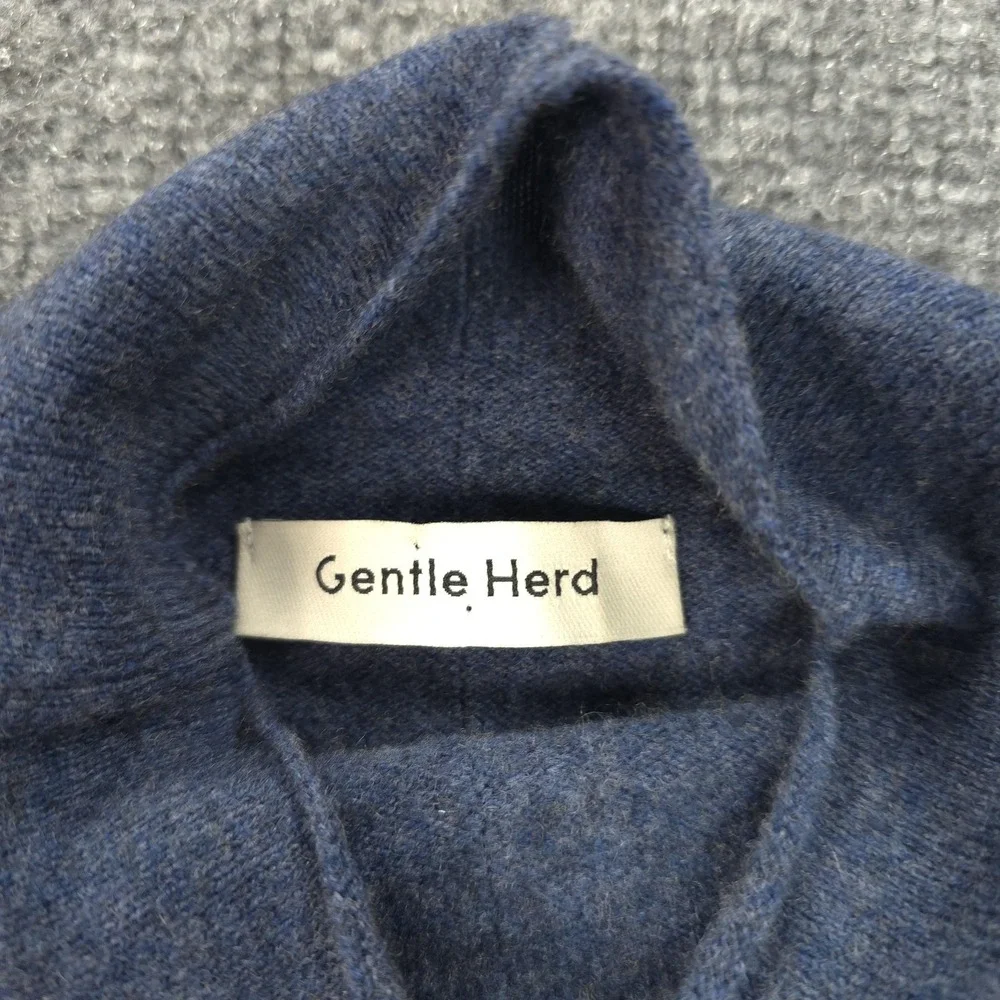 Gentle Herd Sweater Womens Large Blue Wool Cashmere Mock Neck Pullover Soft‎